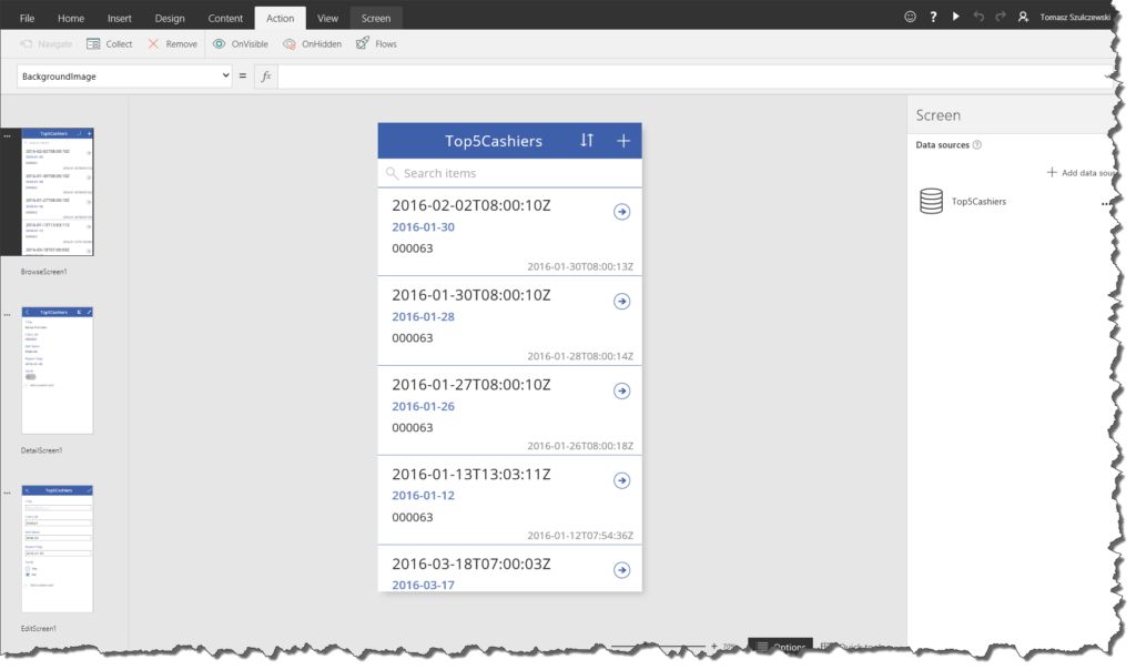 PowerApps Screens